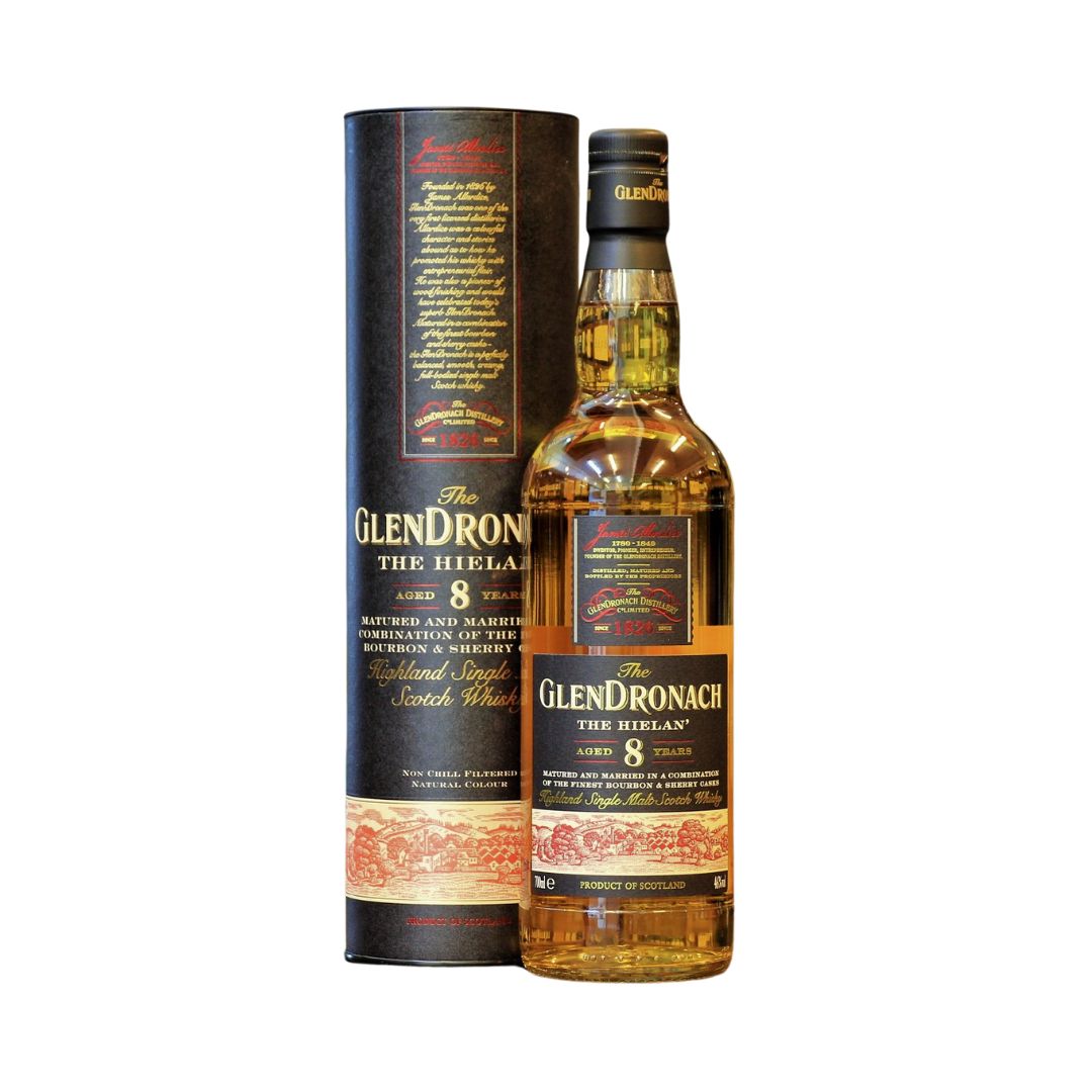 Aged in a combination of bourbon and sherry casks, The Hielan'&nbsp; essentially refers to the The Highland Region. Whilst most of the older GlenDronach range of bottlings are quite heavily sherried, rich and sweet, this youngster stands out amongst the rest of the distillery’s core range. Bold with notes of nuts, butterscotch, spice along with hints of raisin and citrus. &nbsp;If you like the malty flavours with the boldness of this youngster, this whisky is for you.