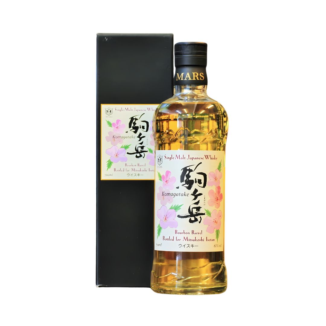 Mars Komagatake Bourbon Barrel #1218 Mitsukoshi Isetan Japanese Single Malt Whisky. A bourbon barrel matured japanese whisky from Isetan and available at Mizunara The Shop in Hong Kong