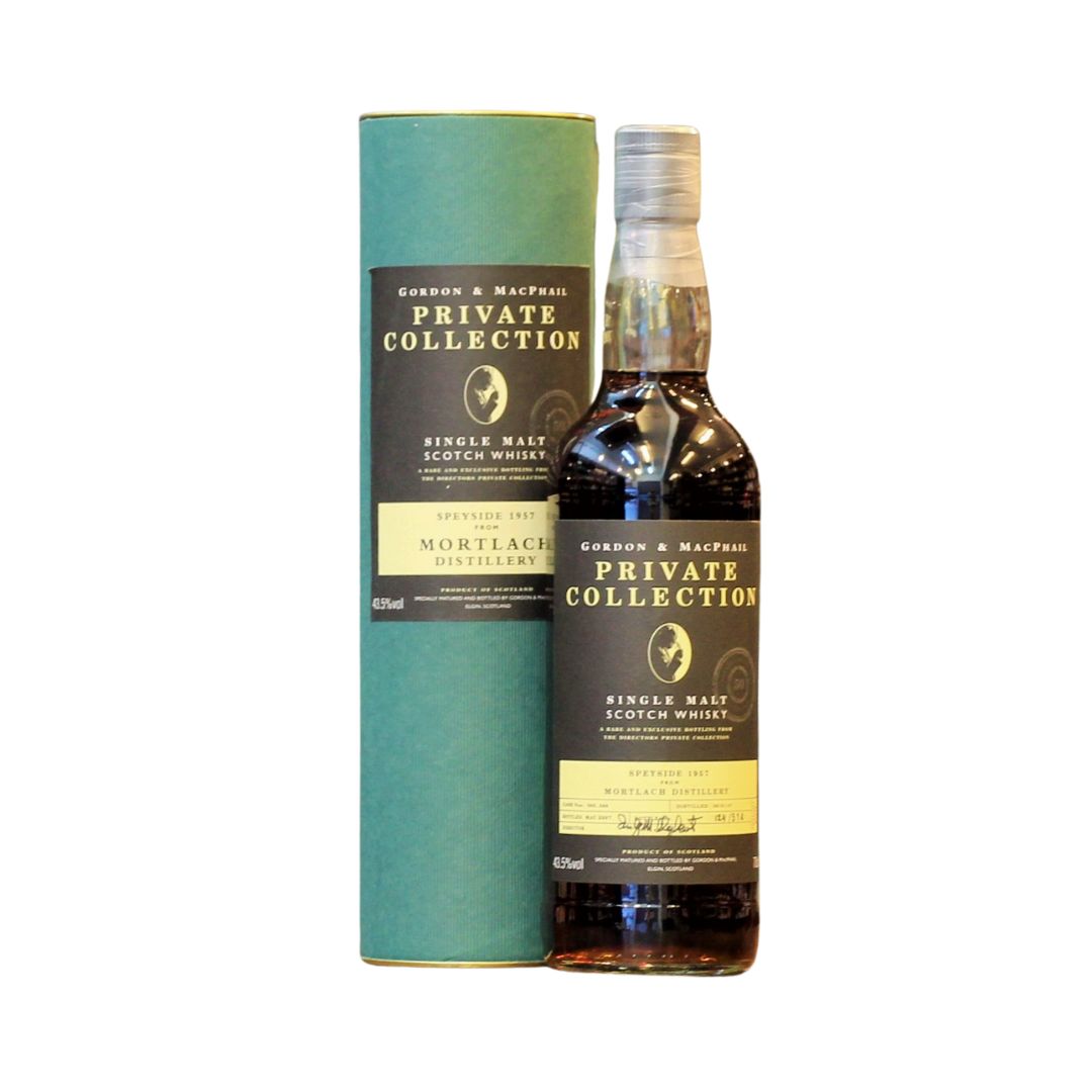 A rare and aged Speyside Whisky distilled in 1957 and matured in first fill sherry butts (#585 &amp; #586) which shows in the color of the whisky! 514 bottles were released. The Private Collection bottling series from Gordon &amp; MacPhail usually showcase a unique selection selected by the family members of G&amp;M. They are usually small batch, single cask whiskies which are rare and aged and of exceptional quality. These series of bottlings were first launched in the late 1990s.