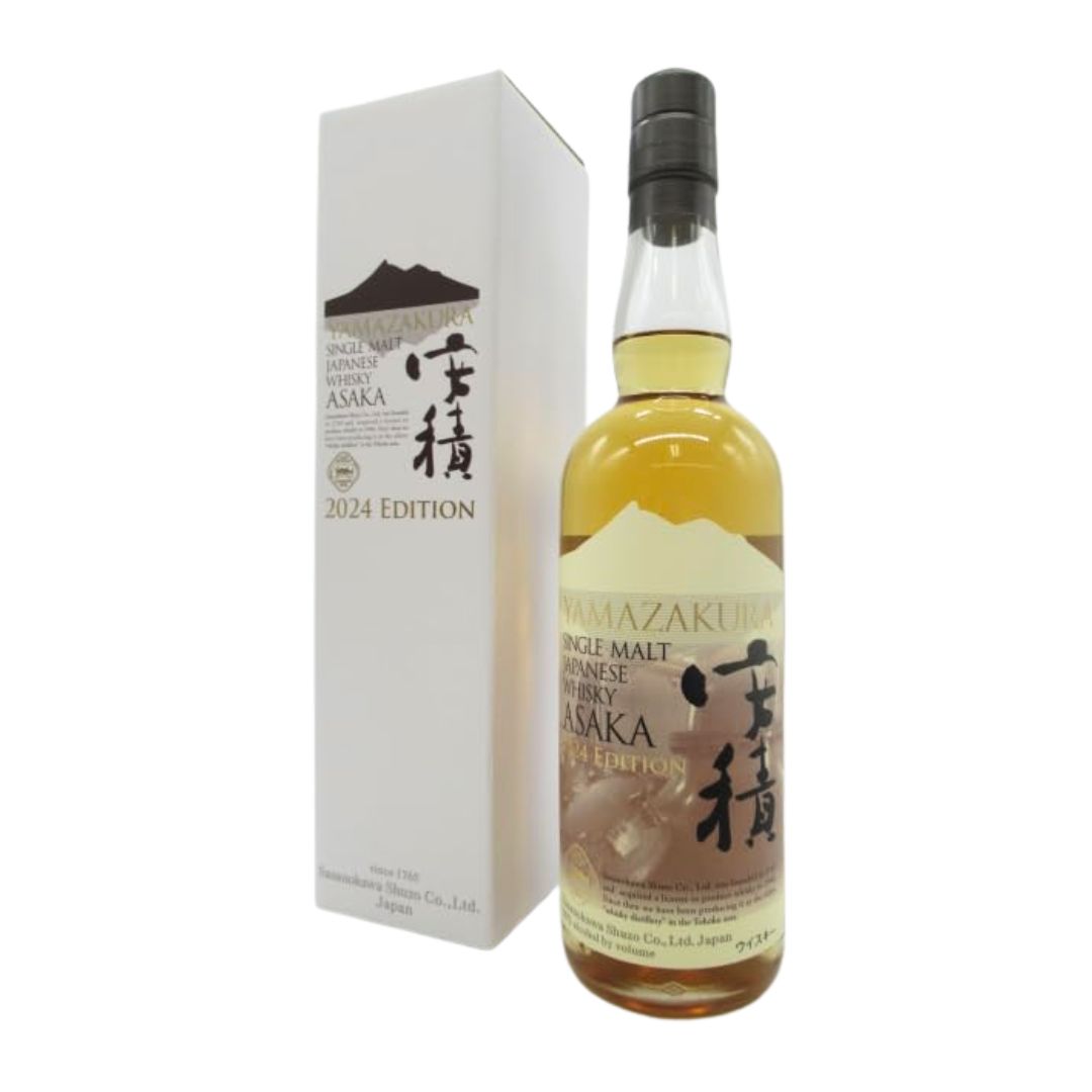 Yamazakura Single Malt Japanese Whisky Asaka 2024 Edition launched in May 2024, is a non-peated Asaka whisky aged in bourbon barrels. It has a refreshing and floral aroma paired with a clean sweetness, embodying the unique flavor profile of Asaka Distillery.
Nose: Notes of pongashi, honeyed lemon, and citrus with a touch of acidity. Palate: Flavors of dried plum, lime, plum, and cider. Finish: An aftertaste reminiscent of sake, with lingering sweetness and a subtle hint of peat as the acidity fades.