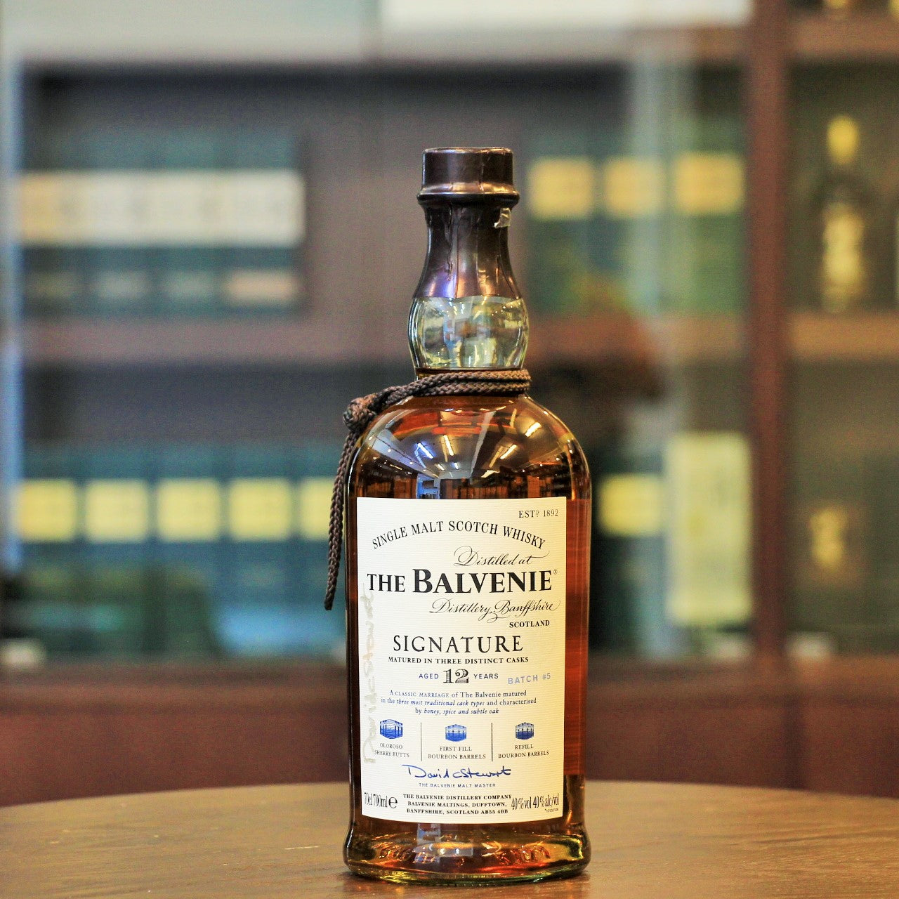 Balvenie bottle signed by David Stewart Signature 12 Year old